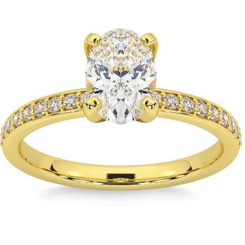 Pompeii3 2 1/4CT Oval Moissanite & Lab Created Diamond Engagement Ring White or Yellow Gold
