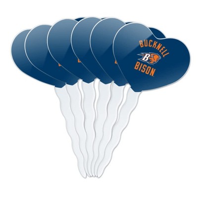 Bucknell Bison Heart Love Cupcake Picks Toppers Decoration Set of 6