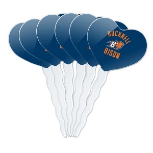 NCAA Bucknell Bison Heart Love Cupcake Picks Toppers Decoration Set of 6 - 1 of 4
