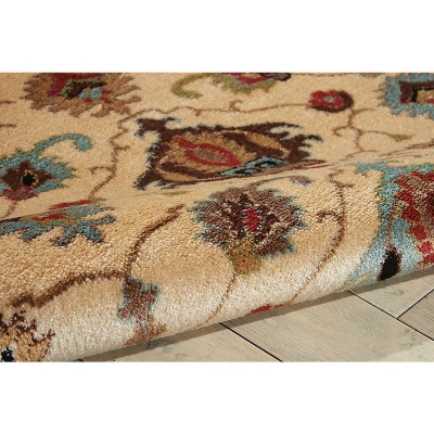 Ivory and Multicolor Synthetic Rectangular Area Rug 5'3" x 7'3"
