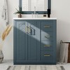 XINGHANZHENXUAN Solid Wood Bathroom Vanity with Ceramic Sink, Freestanding Vanity Set with 3 Drawers & Soft-Close Doors - 3 of 4