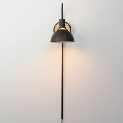 Antique Brass and Black Direct Wired Electric Wall Sconce