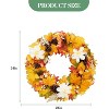 24in Fall Wreath for Front Door Decor, Autumn Thanksgiving Wreath with Pinecones, Maple Leaves, White Flowers, Berries for Party, Window, Fireplace - 2 of 4