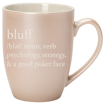 100 North White and Precious Pearl Metallic Finish, 10 Ounce, Comfortably Fits Your Hands, New Bone China Coffee Tea Cup Mug, Bluff noun, verb,