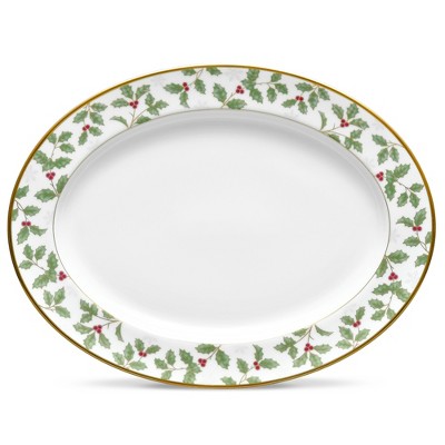 Noritake Holly and Berry Gold Medium Oval Serving Platter