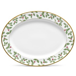 Noritake Holly and Berry Gold Medium Oval Serving Platter - 1 of 2