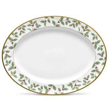 Noritake Holly and Berry Gold Medium Oval Serving Platter