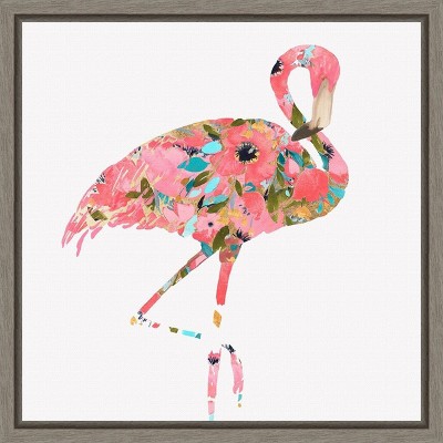 Amanti Art Summer Glow (Pink Flamingo) by Eva Watts Canvas Wall Art Print Framed 16 x 16-in.