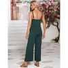 Women's Maternity Jumpsuit Sleeveless V Neck Ribbed Adjustable Strap Layered Front Wide Leg Overall Rompers - image 4 of 4