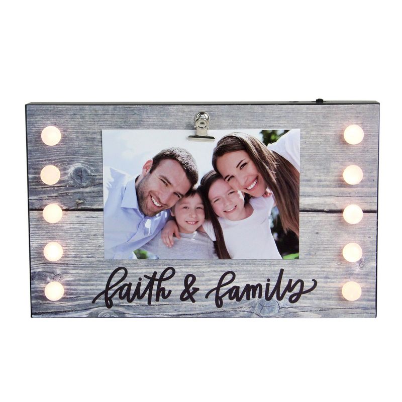 Northlight LED Lighted Faith & Family Picture Frame with Clip - 4" x 6", 1 of 5