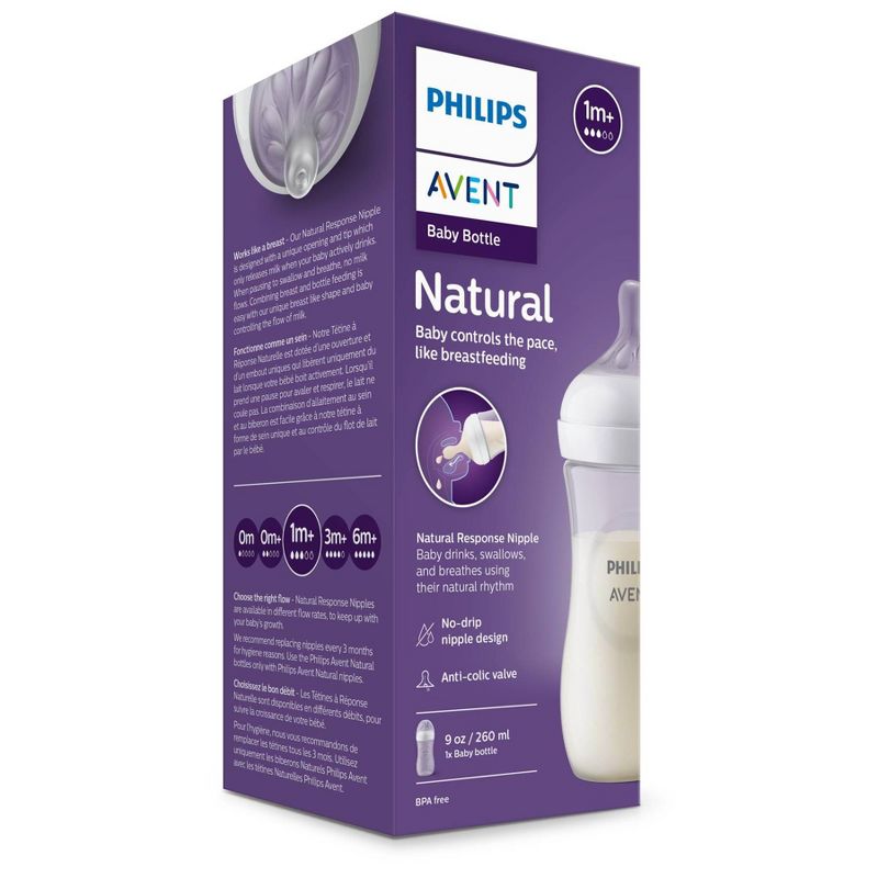 Philips Avent Natural Baby Bottle with Natural Response Nipple - Clear - 9oz, 4 of 40
