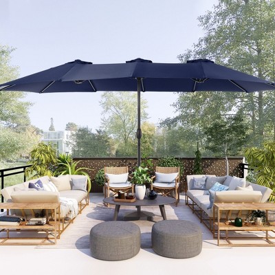 Sonkuki 15x9ft Double-Sided Patio Umbrella Aluminum with Large Canopy