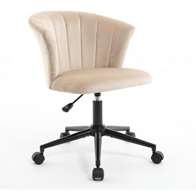NicBex Adjustable Height Velvet Flower Shape Home Office Chair with Wheels for Work Study Vanity