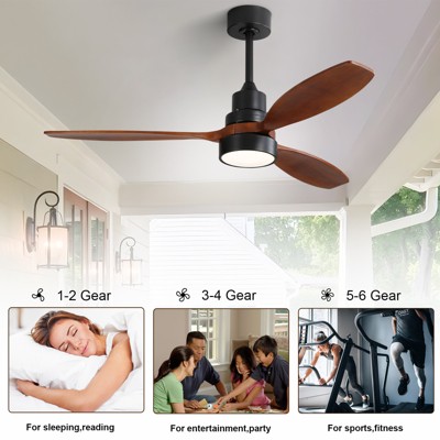 Sofucor 52'' Ceiling Fans with Lights and Remote Reversible Noiseless ETL Fans for Bedroom Patio