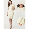 Allegra K Women's Summer Puff Sleeve Cute Elegant Party Midi Dress - 2 of 4