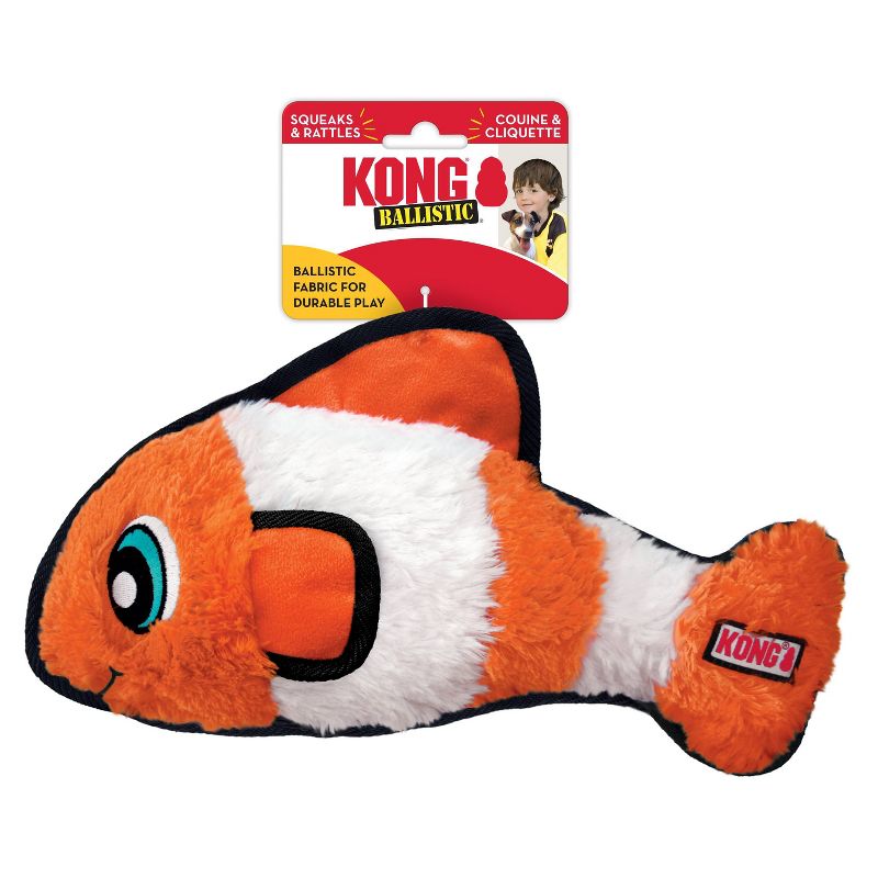 KONG Tough Plush Fish Dog Toy - Orange, 4 of 7