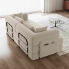Angel Sar 78.7" Convertible Sleeper Sofa Bed, Chenille Folding Floor Couch with Mattress & Side Pocket, No-Assembly Lounge for Living Room & Studio - 4 of 4