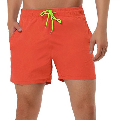 Lars Amadeus Men's Summer Beach Solid Color Mesh Lining Drawstring Waist Swim Shorts