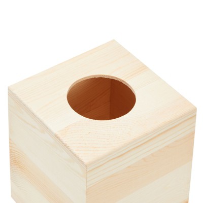 Unfinished Pine Wood Tissue Box Cover for DIY Crafts