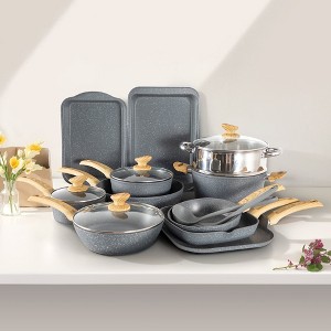 Captiva Designs Nonstick Granite Cookware and Bakeware Set with Heat-Resistant Bakelite Handle - 1 of 4