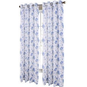 RT Designers Collection Meadow Grommet Metallic Sheer Printed Doily Curtain Panel Blue - 1 of 4