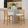 Racxily Set of 2 Solid Wood Bar Stools, Rattan Back with Linen Cushion for Kitchen & Dining Room - 4 of 4