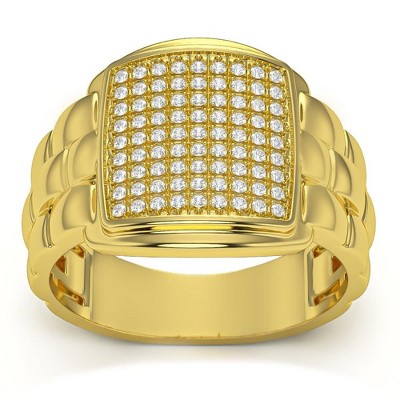 Pompeii3 1/4Ct Pave Diamond Men's Wide Ring Lab Created in White, Yellow, or Rose Gold