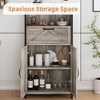 Farmhouse Storage Cabinet, Floor Cabinet with Barn Doors and Drawer, Freestanding Wood Kitchen Cabinet, for Bathroom, Living Room, Grey - image 4 of 4