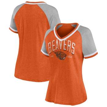 NCAA Oregon State Beavers Women's Gray V-Neck Raglan T-Shirt