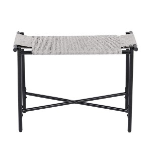 FURNIinspire Ottomans And Benches Boho Hand Woven Entryway Ottoman Vanity Chair Footrest Stool For Living Room Sofas Metal, Grey, 23.62"*11.42"*17.32" - 1 of 4
