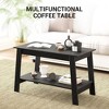 31.49" Coffee Table,  Set of 2-Tier Storage Nightstand with  Wood Finish for Bedroom/Living Room, Narrow Industrial Space-Saving Design - 3 of 4