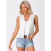 INSPIRE CHIC Women's Floral Crochet Hollow Out Sleeveless Open Front Vest Cardigan - 2 of 4