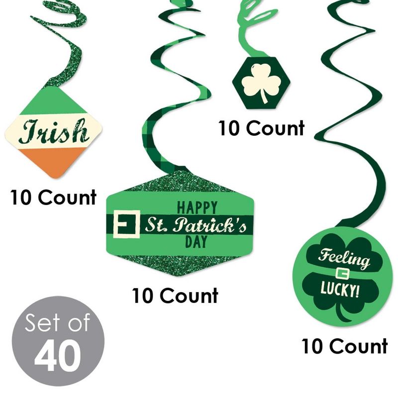 Big Dot of Happiness St. Patrick's Day - Saint Paddy's Day Party Hanging Decor - Party Decoration Swirls - Set of 40, 5 of 9