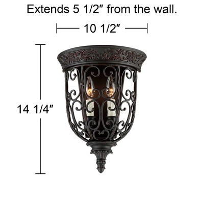 Elegant Scroll Dual-Light Wall Sconce in Rubbed Bronze