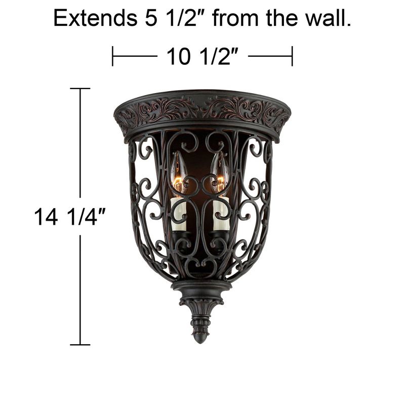 Franklin Iron Works French Scroll Rustic Wall Light Sconce Rubbed Bronze Hardwire 10 1/2" Fixture for Bedroom Bathroom Vanity Reading Living Room Home, 4 of 7