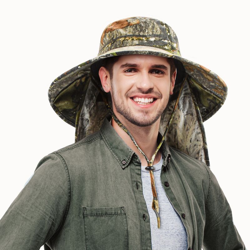 Tirrinia Men's Neck Flap Sun Hat - Woodland Camo Fishing Safari Hiking Cap for Ultimate Protection, Elevate Outdoor Style, 1 of 6
