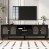 68.9" TV Stand with Fluted Glass Doors and Five Solid Wood Legs for TVs with Cable Management and Adjustable Leg Height for Living Room - 2 of 4