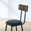 Oversart Round bar table and stool set with shelf, upholstered stool with backrest, Rustic Brown, 24.17"W x 24.17"D x 36.02"H - 3 of 4