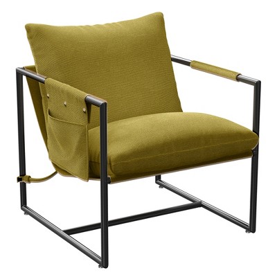 Beautyolove Modern Grass Green Corduroy Upholstered Accent Chair Arm Chair with Metal Frame, Removable Cushions and Storage Bag