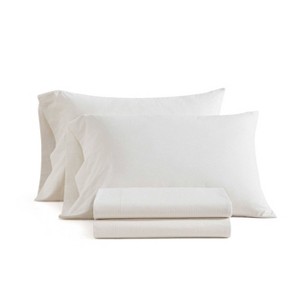 Martha Stewart Twin Ms Core Striped Twin Sheet Set White - 1 of 4