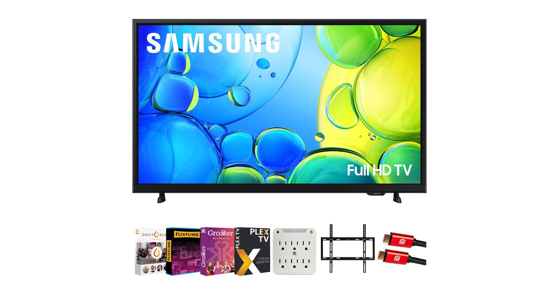 Samsung 32" 1080P FHD F6000F 4K Smart TV with Wall Mount, Entertainment Bundle