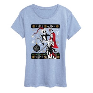 Women's - Disney - Jack And Sally Ornaments Short Sleeve Graphic T-Shirt - 1 of 3