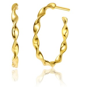 Sleek 14K Yellow Gold Plated Open Hoop Earrings with a Modern, Minimalist Design for Effortless Sophistication - 1 of 4