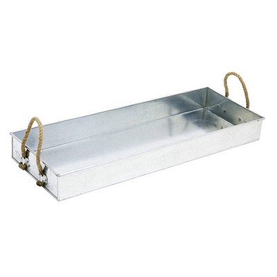 28.25" Galvanized Tray with Rope Handles Steel Finish - ACHLA Designs