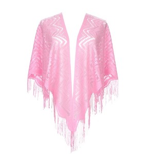 INSPIRE CHIC Shawls and Wraps for Evening Dresses Lace Mesh Fringe Scarves 1Pc - 1 of 4