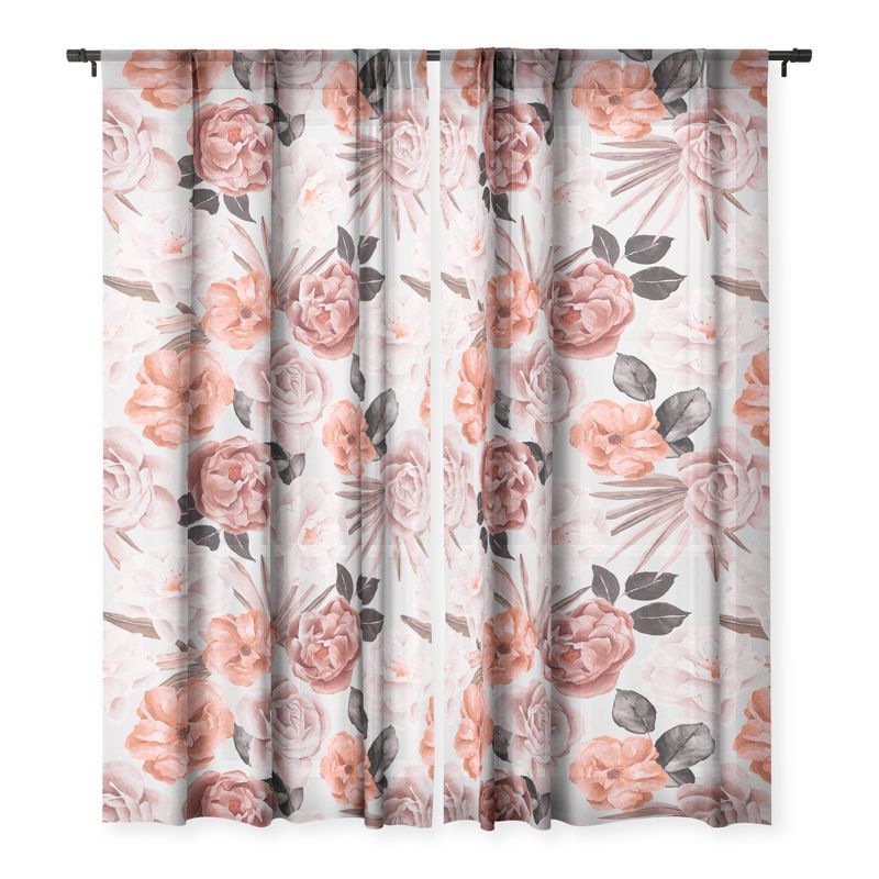 Marta Barragan Camarasa Terracotta Flowered Garden Single Panel Sheer Window Curtain - Deny Designs, 3 of 7