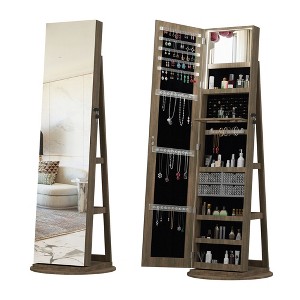 Dexmalle 360°Swivel Jewelry Cabinet with Full Length Mirror - 1 of 4