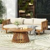 Christopher Knight Home Panfilo Acacia Wood Upholstered 3 Seater Daybed with Coffee Table - 2 of 4