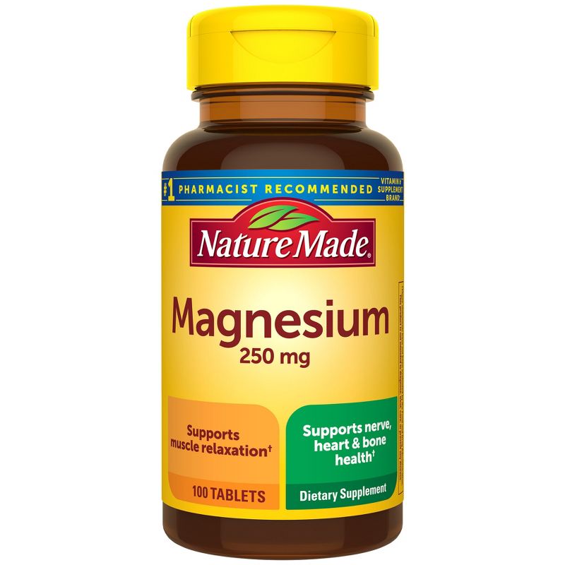 Nature Made Magnesium 250mg Muscle Bone Nerve and Heart Health Tablets - 100ct, 1 of 10
