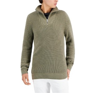 I.N.C International Concepts Mens Ribbed Collar Knit Sweater, Green, Small - 1 of 1